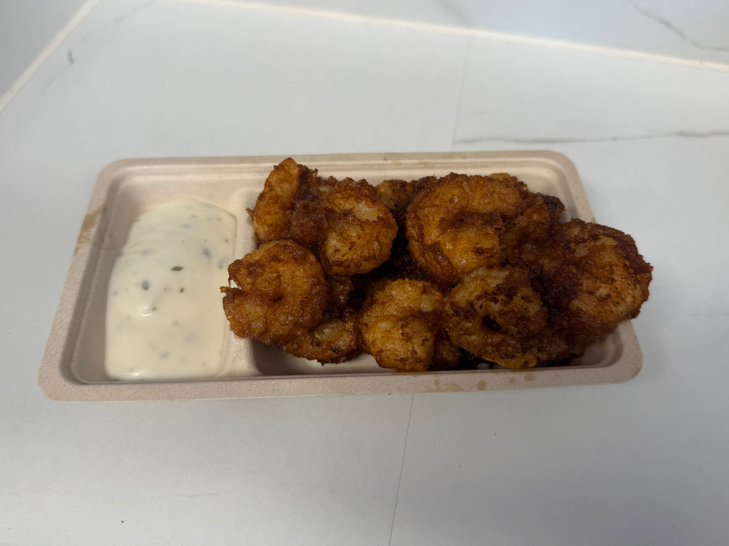 Gebakken portie garnalen